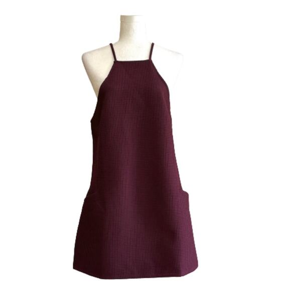 TOBI Dress Corlette Wine Waffle Weave Halter Racerback Pockets Shift Medium NEW - Picture 2 of 13